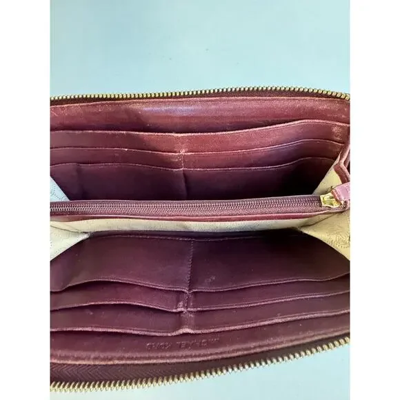 Michael Kors Burgundy Zippered Wallet Merlot Leather - Picture 3 of 4